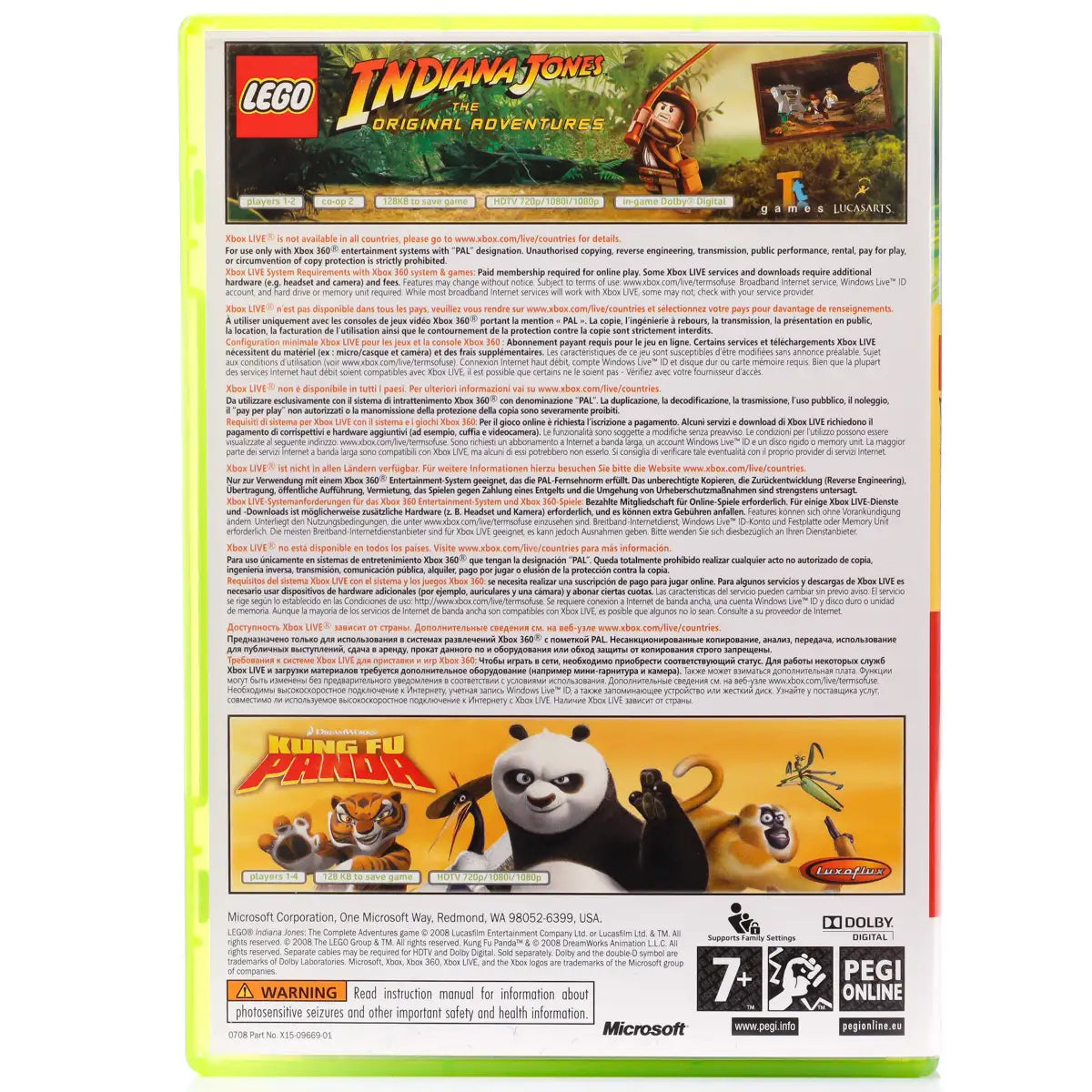 LEGO Indiana Jones: The Original Adventures / Kung Fu Panda - Xbox 360 spill - Retrospillkongen