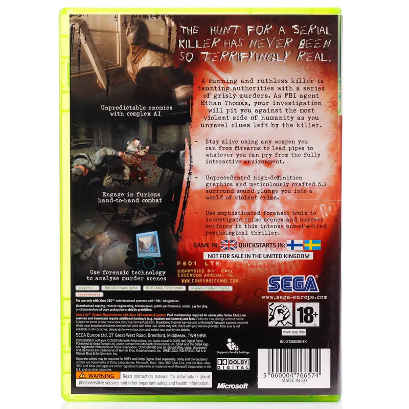 Condemned: Criminal Origins - Xbox 360 spill