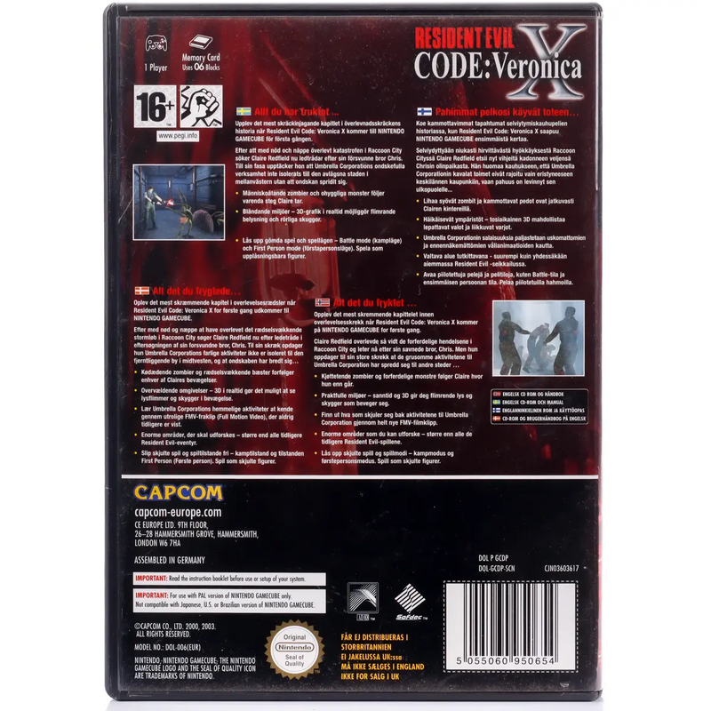 Resident Evil Code: Veronica X - Gamecube spill