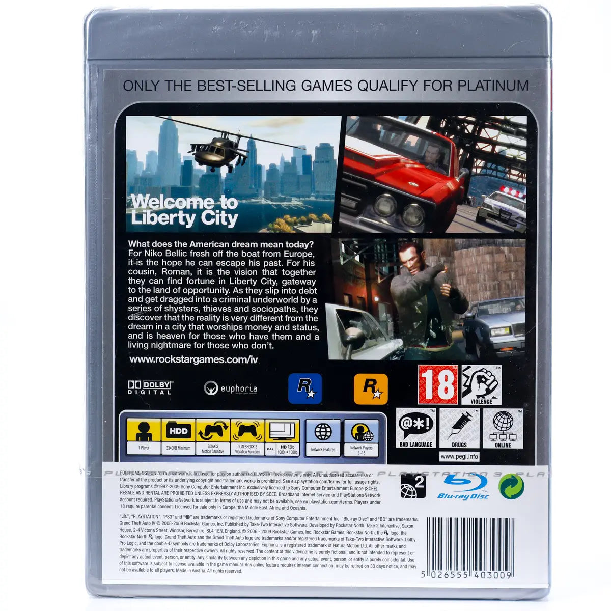 Grand Theft Auto IV - Platinum - PS3 spill (Forseglet) - Retrospillkongen
