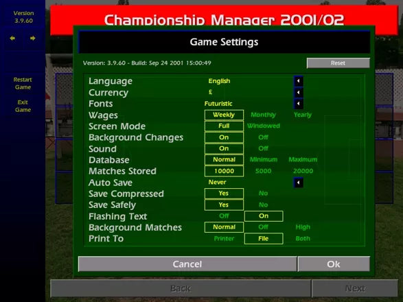 Championship Manager: Season 01/02 - Xbox spill