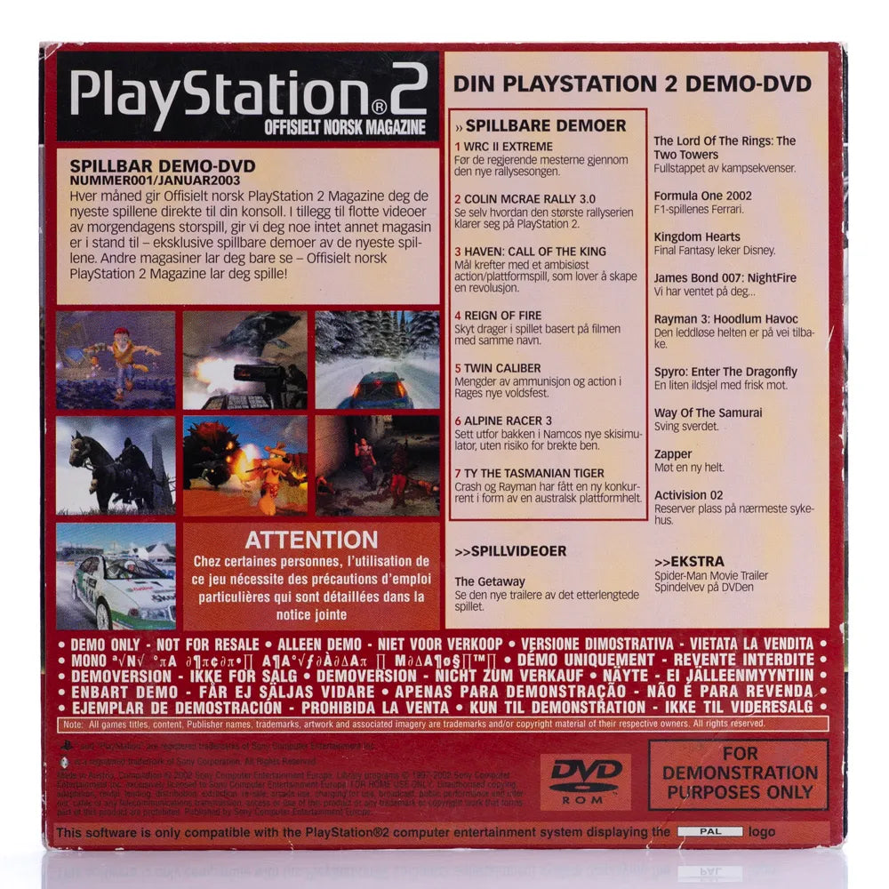 Offisielt Norsk PlayStation 2 Magazine Demo-DVD Nummer 01 / Januar 2003 - PS2 spill - Retrospillkongen