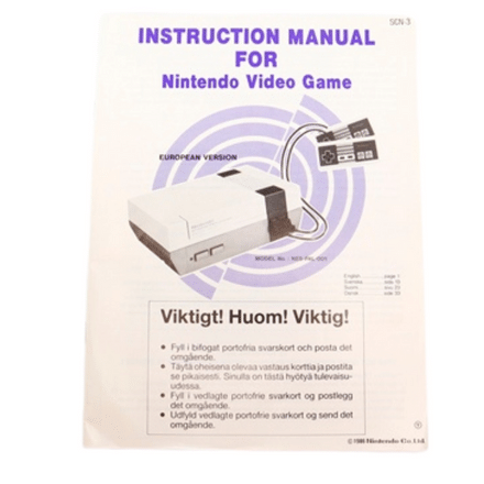 Instruction Manual for Nintendo Video Game NES - Tilbehør - Retrospillkongen
