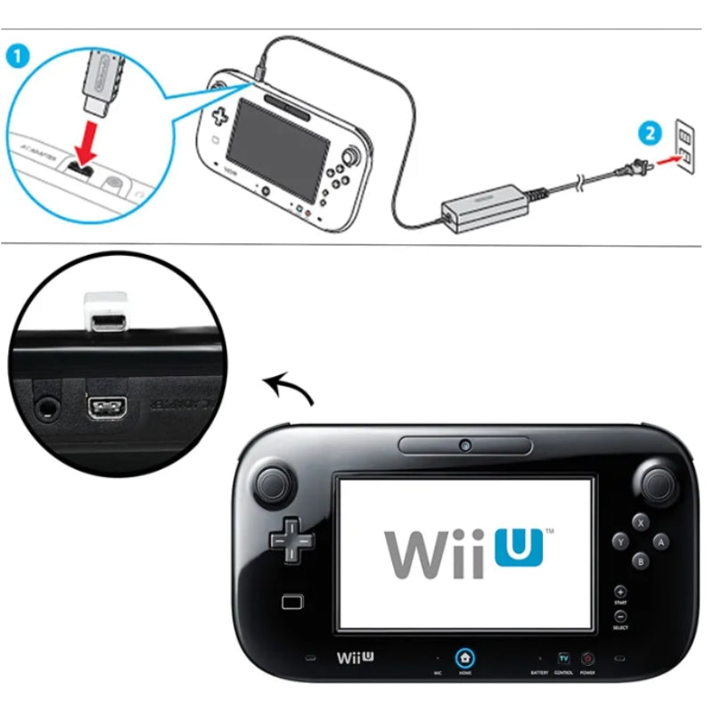Strømadapter Ladekabel for Nintendo Wii U Gamepad - Retrospillkongen