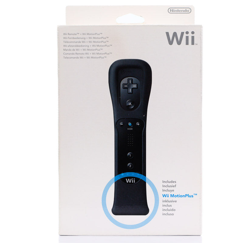 Komplett Original Nintendo Wii Motion Remote Kontroller m/ Wii MotionPlus (Svart) - Retrospillkongen