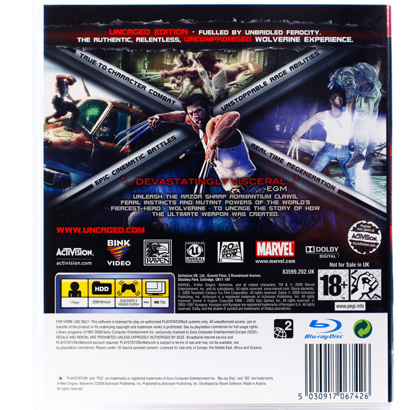 X-Men Origins Wolverine: Uncaged Edition - PS3 spill - Retrospillkongen