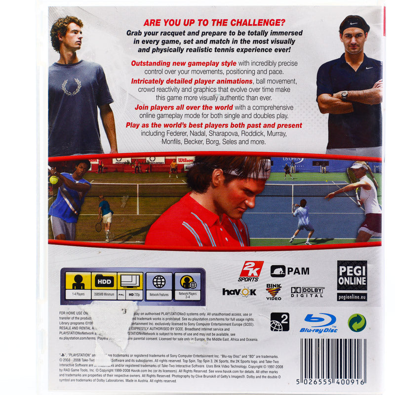 Top spin 3 - PS3 spill - Retrospillkongen